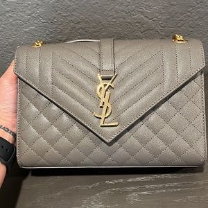 🐘YSL Medium Envelope Chain Bag Mixed Matelassé Calfskin Leather *FOG*
